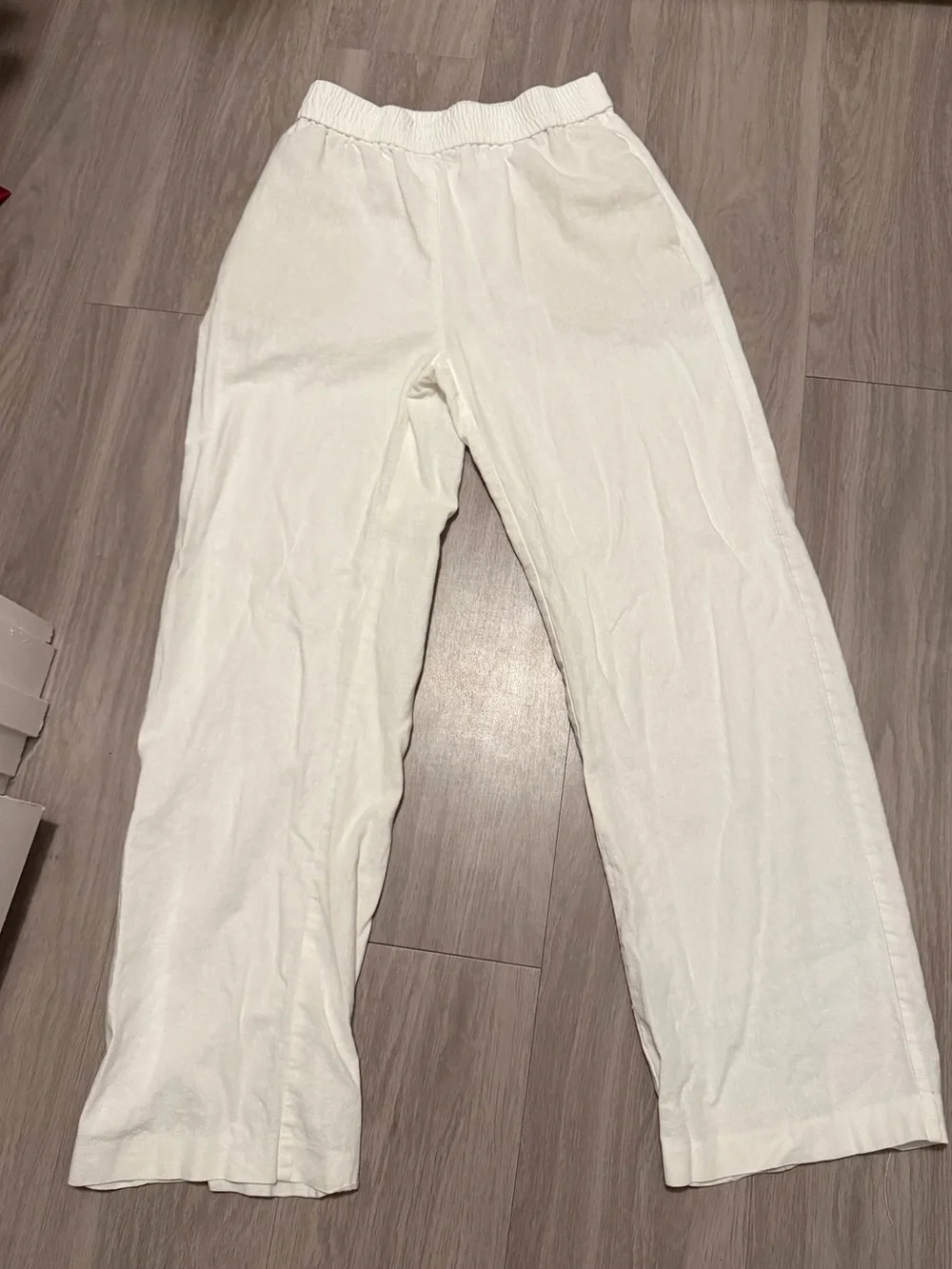 Zara White Linen Straight Leg Pants